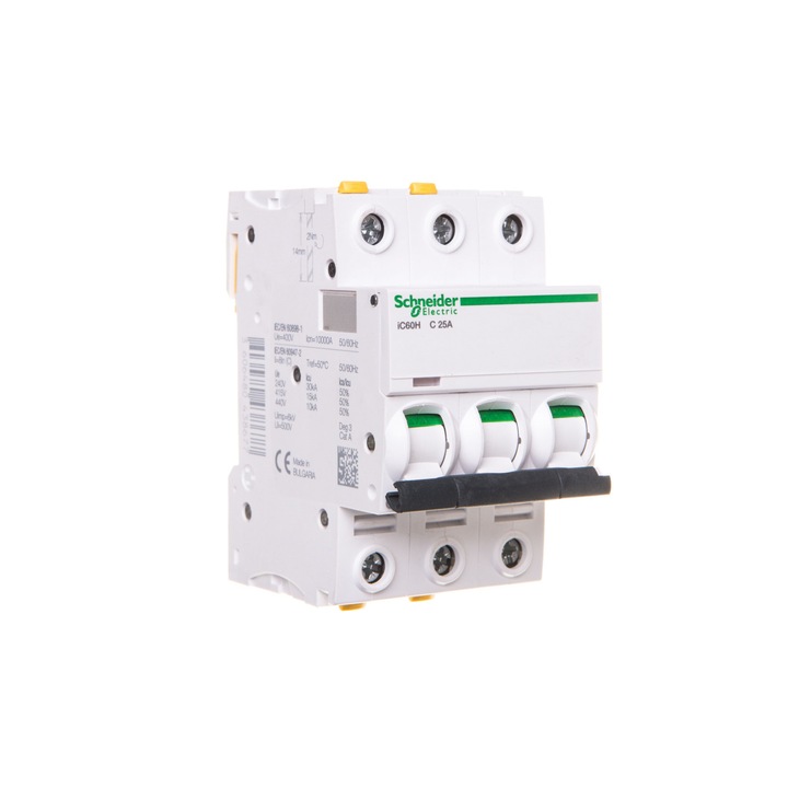 Siguranta Schneider Electric, 3P, 25A, 10kA, alb, 9x91x54mm