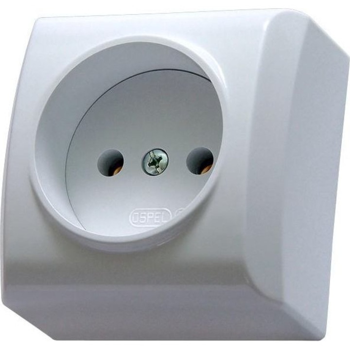 Единичен контакт, Ospel, Бял, 16A, 250V, 3520W