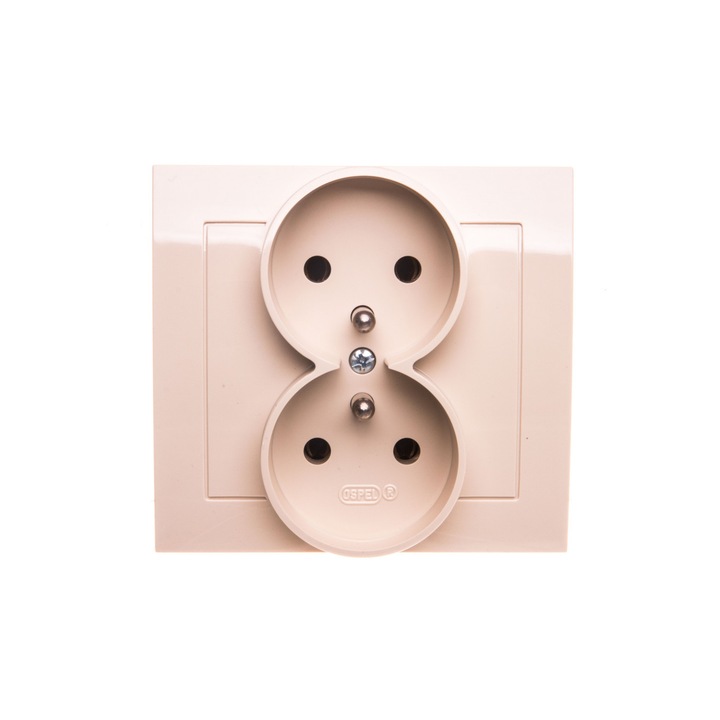Priza dubla, OSPEL, Plastic, Bej