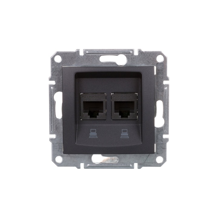 Priza computer RJ45 2x UTP categoria 5e, Schneider Electric, 71x71x36mm
