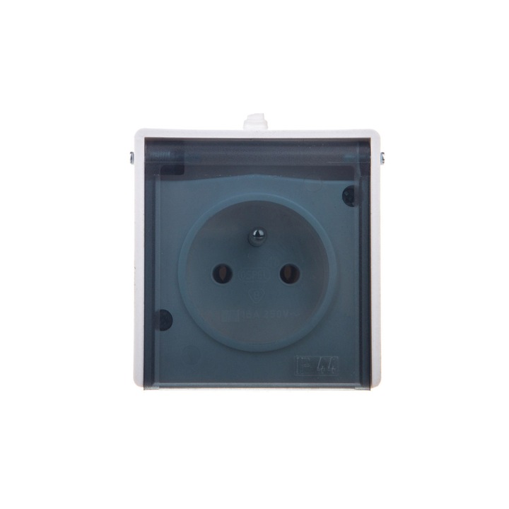 Priza ermetica simpla, OSPEL, IP44, Negru