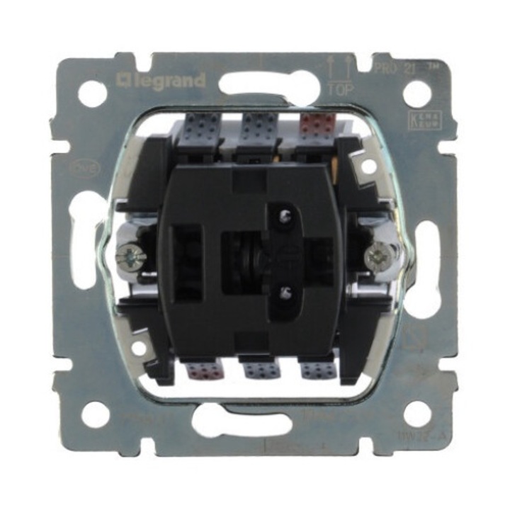 Intrerupator Legrand, incastrat, mecanism in cruce, 10A, 250V, argintiu