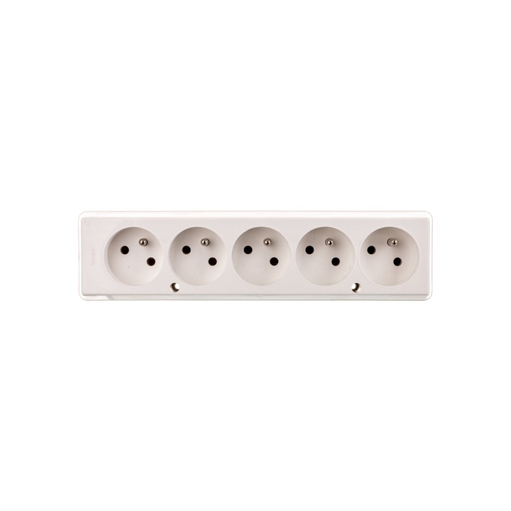 Priza portabila cu cinci cai, Jonex, 16A, 2P+Z, 250V, Alb