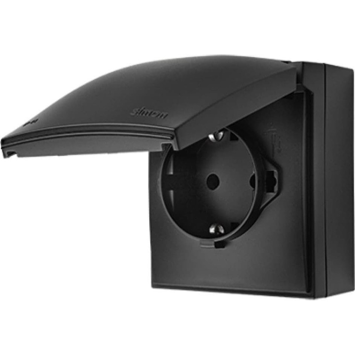 Priza, Kontakt-Simon, IP44, Schuko, Negru