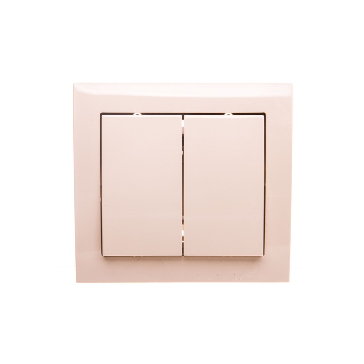 Intrerupator dublu, Ospel Kier, 10AX, 250V, 2200W, IP-20, Bej