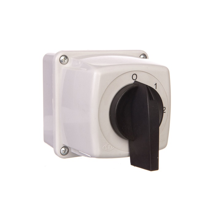 Bütyökkapcsoló, Elektromet, 0-1-2 5P 16A IP44 házban, E16-33 könyök