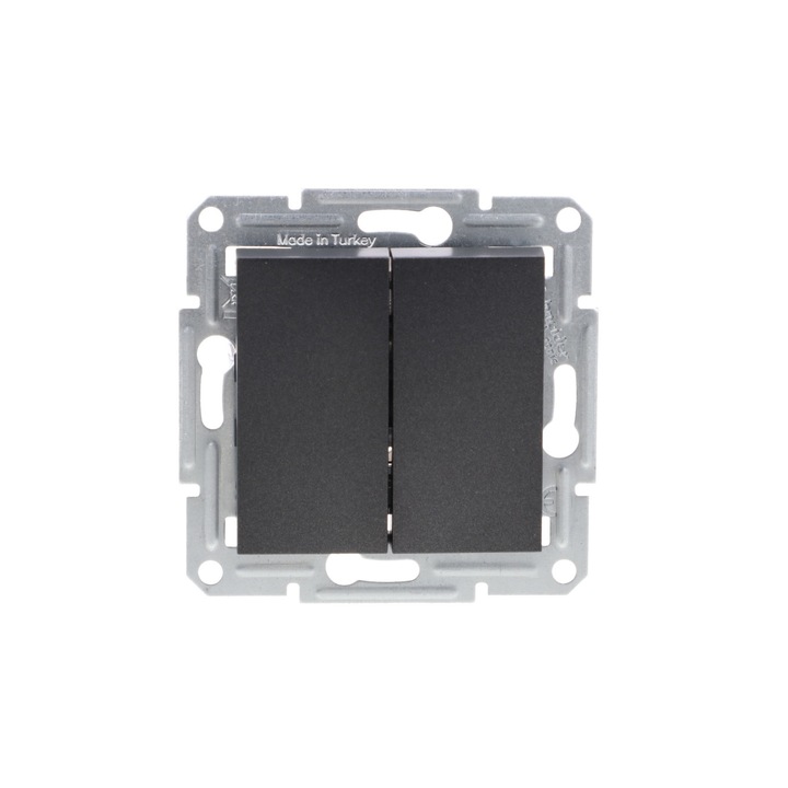 Intrerupator Asfora, Schneider Electric, 1-pole 2-circuit, antracit, 71x71mm