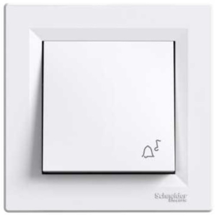 Buton sonerie Asfora, Schneider Electric, Termoplastic, 10A, 250V, IP44, Alb