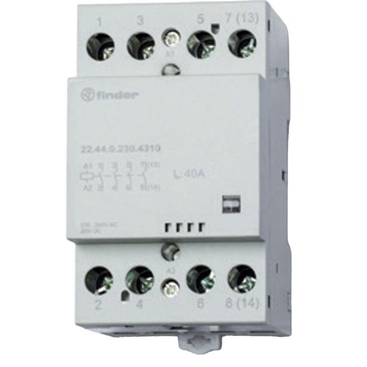 Contactor, Finder, Plastic, 3NO NC, 40A, 240V, Gri