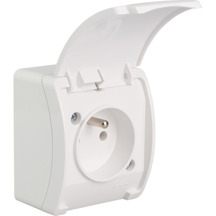 Priza cu capac, Elektro-Plast, IP44, Alb