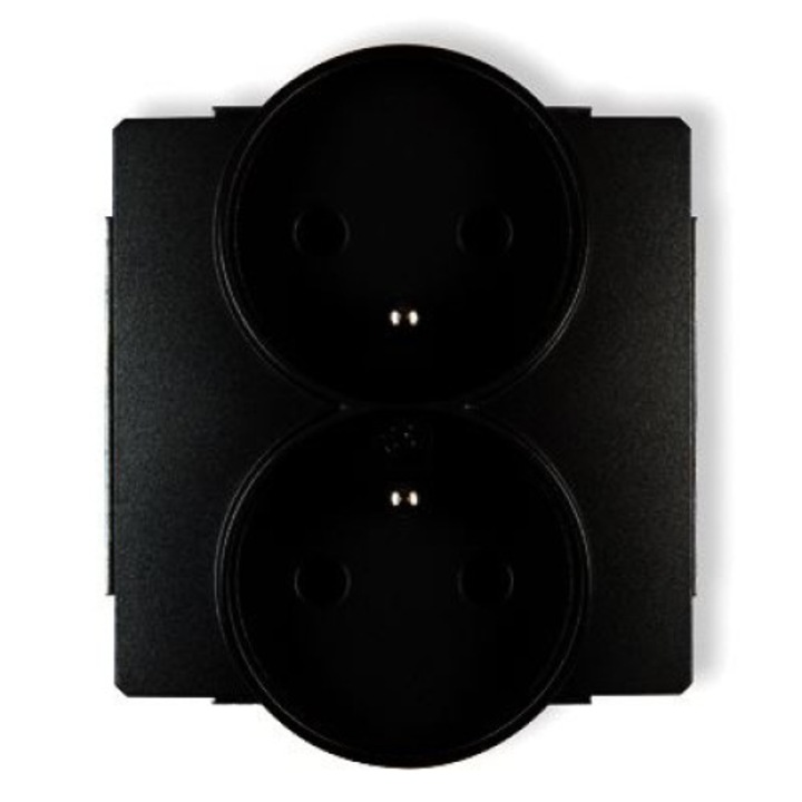 Priza dubla Karlik, cu impamantare, negru mat, 230V, 16A