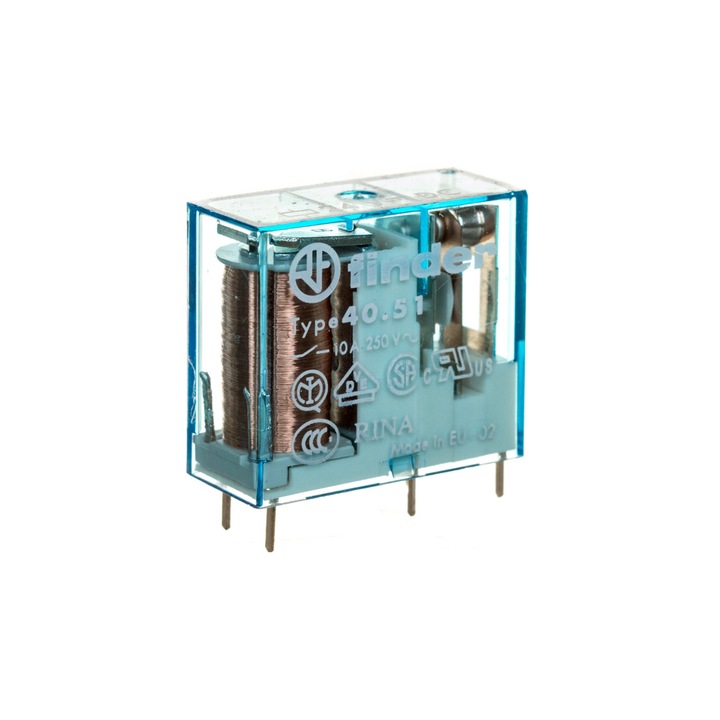 Releu miniatural Finder, 1P, 10A, 24V DC, 25x29x12,4mm, AgNi, seria 40.51