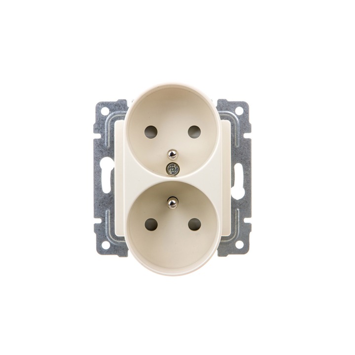 Priza dubla cu impamantare, KOS Vena 16A crem 510347, 841449