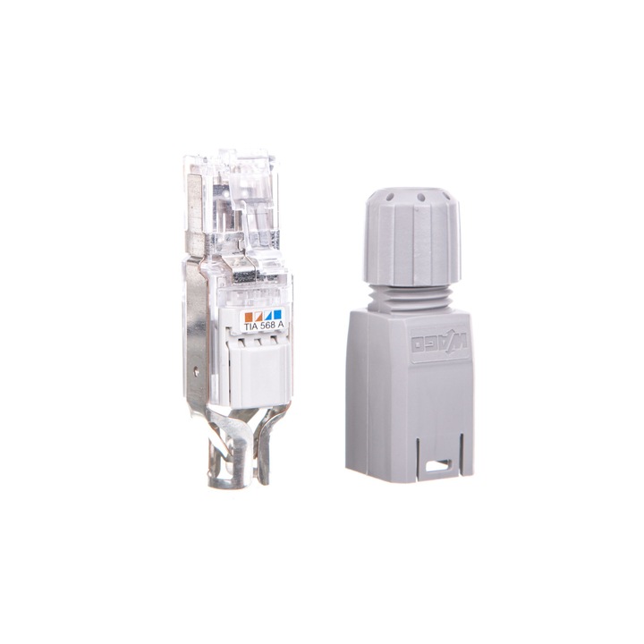 Мрежов конектор, Wago, Пластмаса, RJ45, IP20, 59 x 14 x 14 mm, Многоцветен