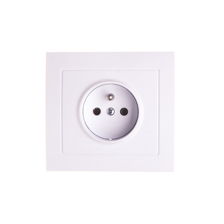 Единичен контакт със заземяване, Ospel, Бял, 16A, 250V, 3520W