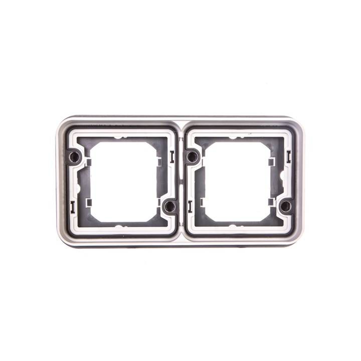 Rama dubla, Berker, Orizontala, Pentru montaj incastrat, IP55, Gri