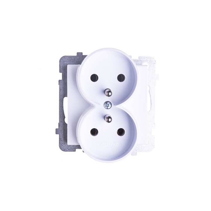 Контакт Ospel, със заземяване, 16A, 250V, бял