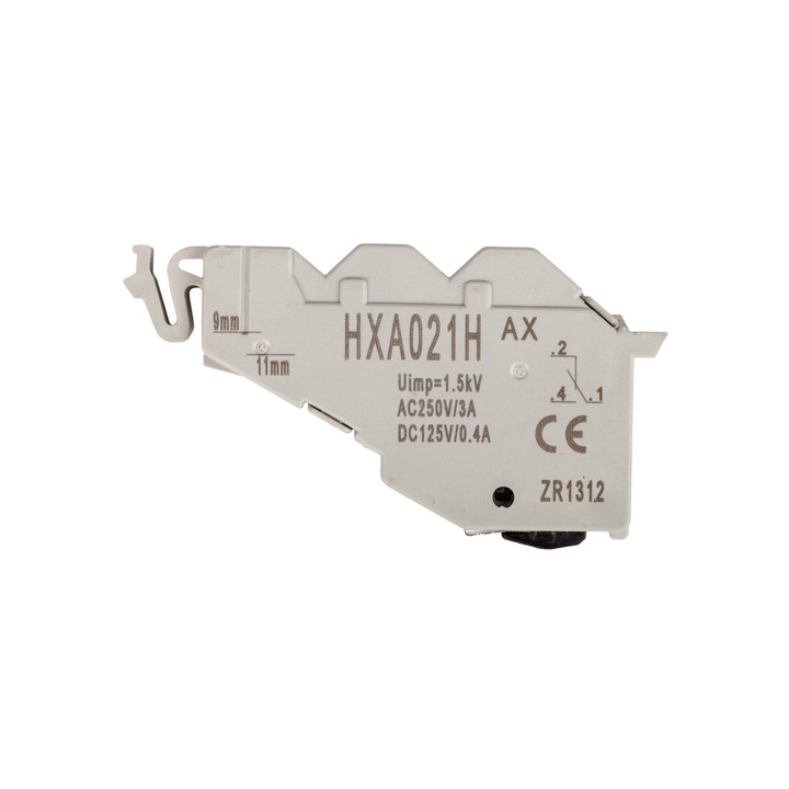 Contact auxiliar Hager, 1P, 3A, 250V AC, gri