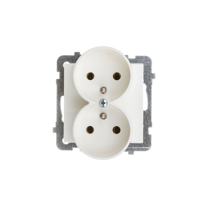Priza dubla, Ospel, Ecru, 16A, 250V, 3520W, IP20