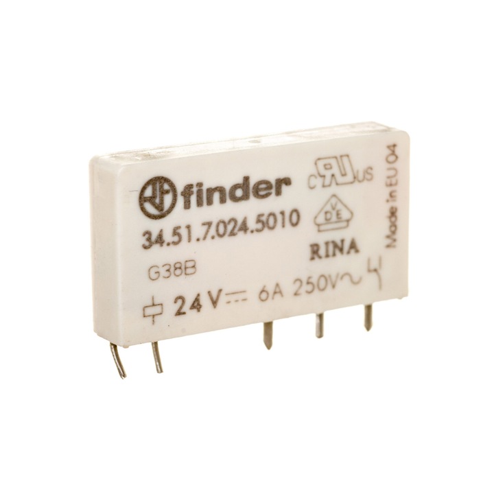 Releu, Finder, 1P, 6A, 24V, DC, AgNi+Au