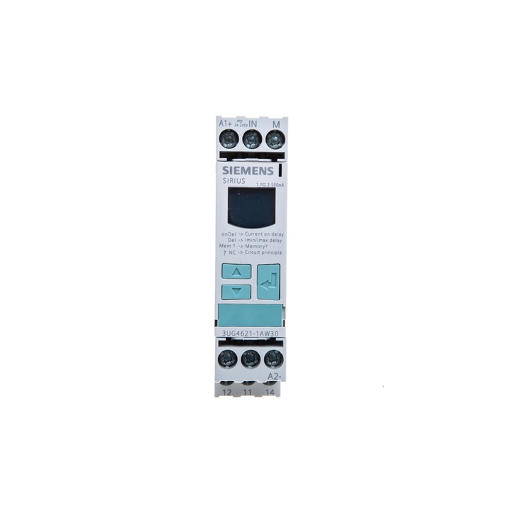 Releu de control curent monofazat, Siemens, 0,02-0,5A 1P 0,1-20sec 24-240V AC/DC
