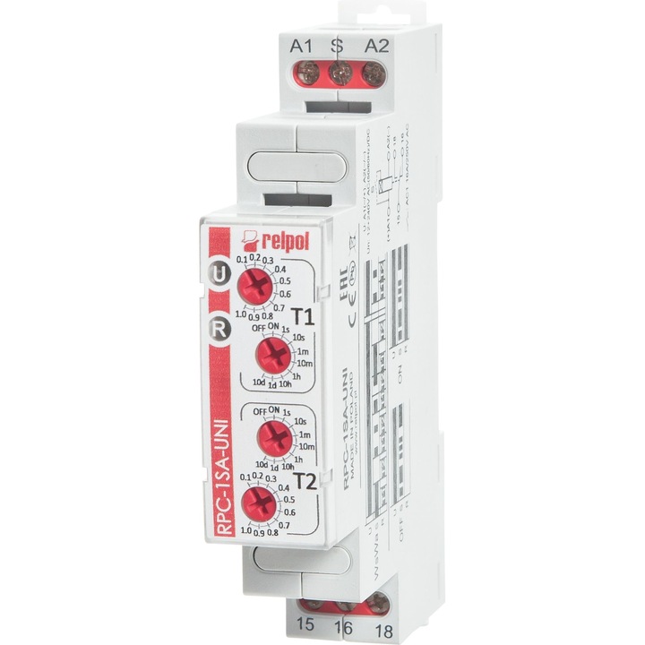 Releu de timp, Relpol, 1P, 12-240V AC/DC, 50/60 Hz pornire intarziata