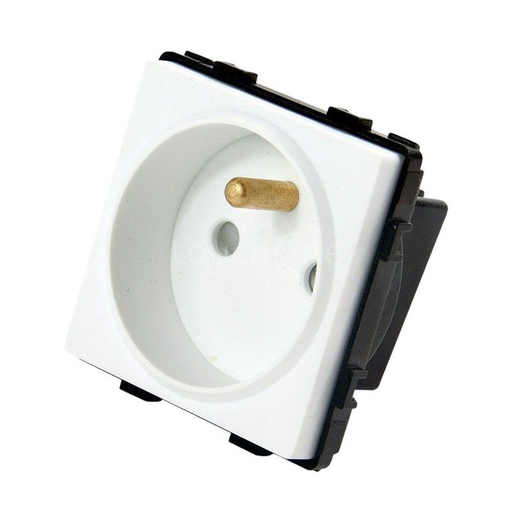 Обикновен щифтов контакт, модулен, Touchme, 16A, 250V, IP20, Бял