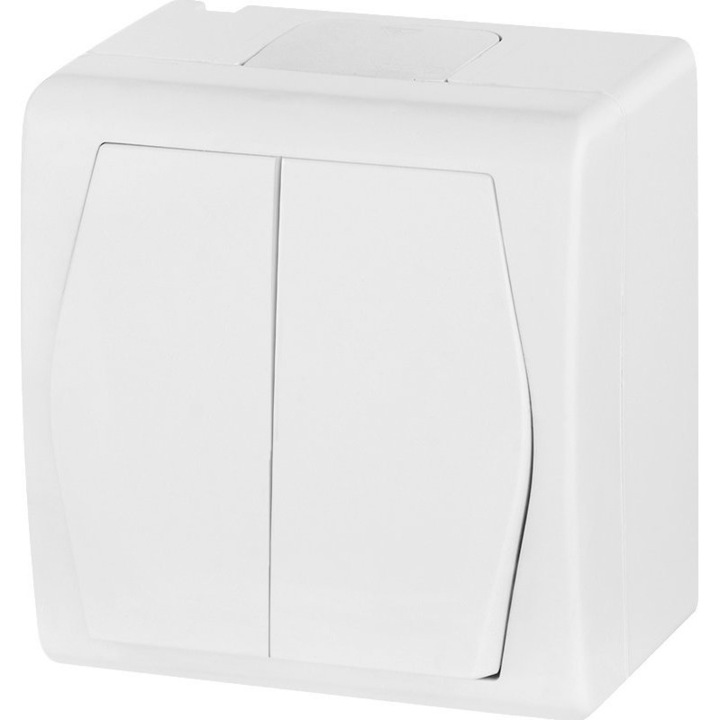 Dupla kapcsoló Hermes2, Elektro-Plast, Hőre lágyuló, 10A, IP44, 250V, Fehér