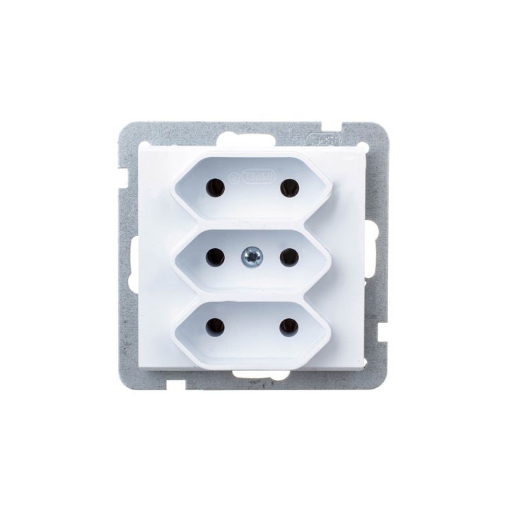 Контакт, Ospel, Троен, IP20, 2.5 A, 230 V, Бял