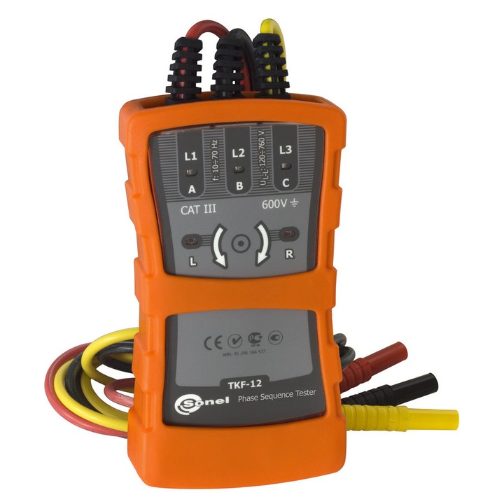 Автомобилен тестер Erko TKF-12, LED, 120-690V, 10-70Hz