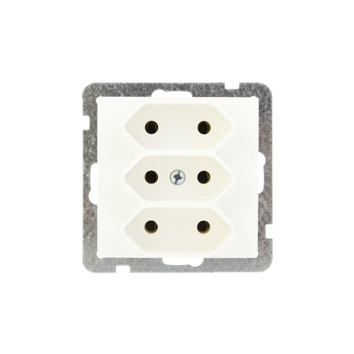 Троен контакт Ospel, ЕВРО, екрю, 2.5A, 230V