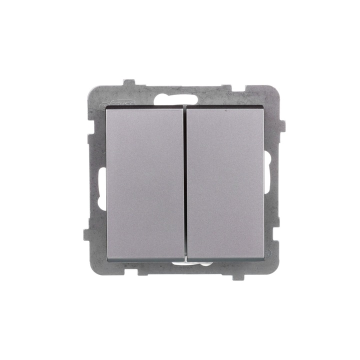 Dupla kapcsoló, Ospel Sonata 10AX, IP20, matt ezüst