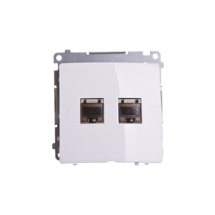 Priza dubla calculator Kontakt-Simon, RJ45, cat. 6, alb