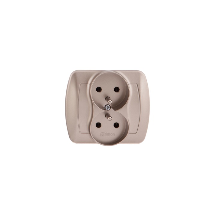Priza dubla cu impamantare Kontakt-Simon, 16A, Bej, (AGZ2/29)
