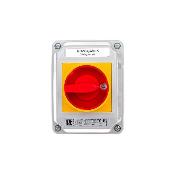 Bütykös kapcsoló, Spamel, 16A, 0-1, 3 pólusú, sárga/piros