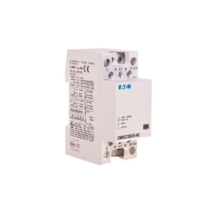Модулен контактор, Eaton, 25 A, 4 Z, 230 V, AC/DC, Бял