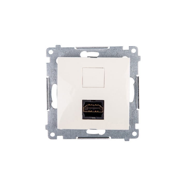 Priza HDMI, Kontakt-Simon, Policarbonat, IP20, 75x75x33mm, Crem