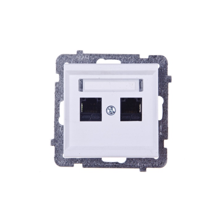 Двойна розетка за компютър Ospel, 2xRJ45, Бял