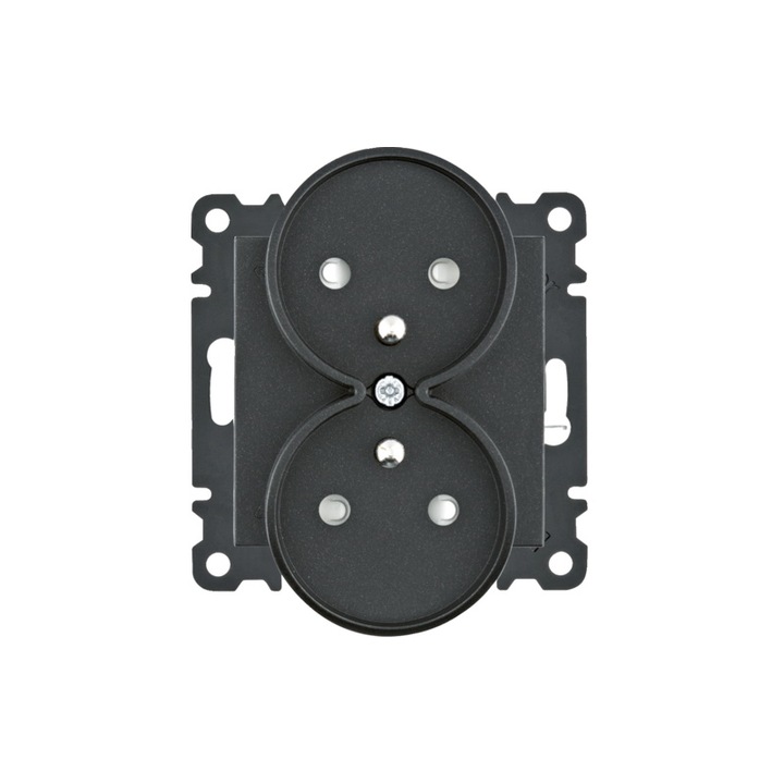 Priza dubla Hager, montaj in perete, 16A/250VAC