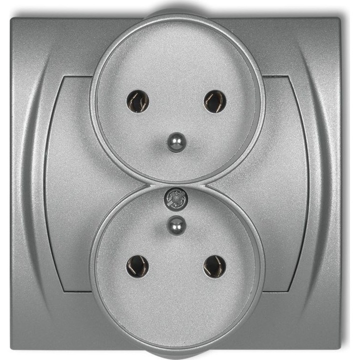 Priza dubla, Karlik, Argintiu metalizat, 7LGPR-2z