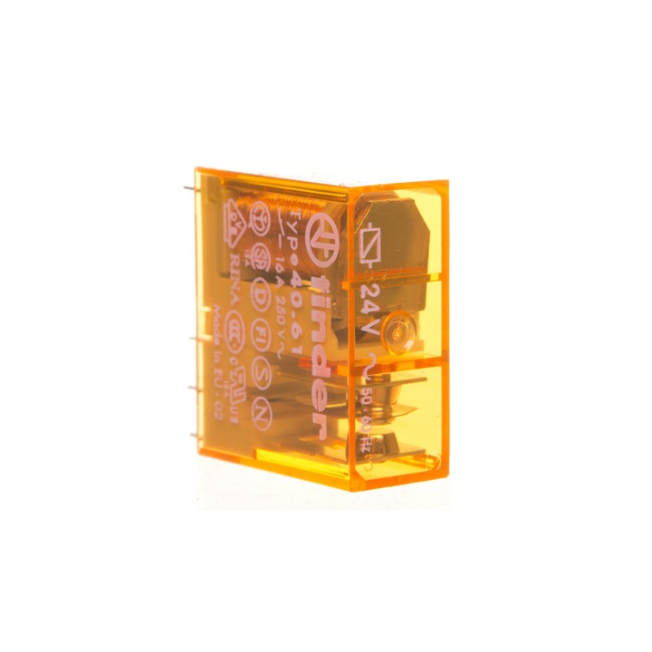 Releu miniatural, Finder, 1P, 16A, 24V AC, 29 x 12.4 x 25 mm, Portocaliu