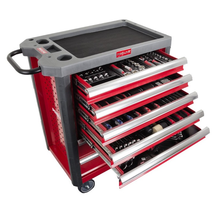 Szerszámkocsi 211 szerszámmal, Pro-Line, Acél, 7 fiók, Multicolor