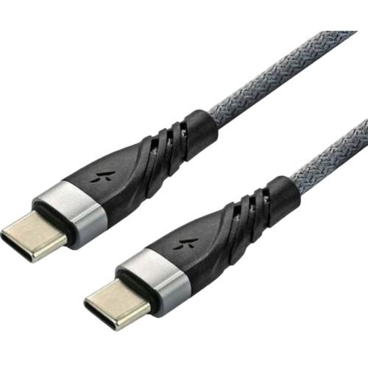 USB-C kábel, EverActive, 1 m, 10 Gbps, 4K UHD, fekete