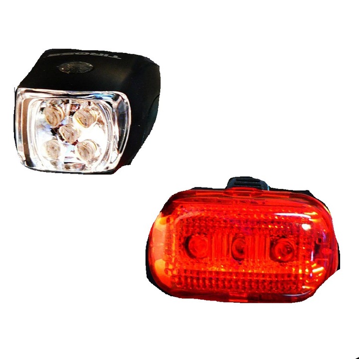 2 db kerékpár lámpa készlet, Tiross, fekete