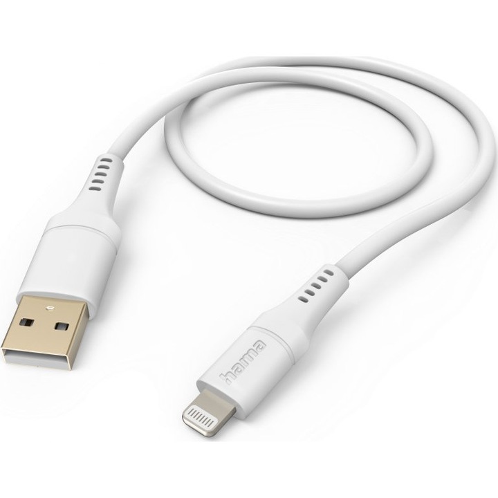 Cablu, Hama, USB Lightning - USB-A, 1,5 m, Alb si negru