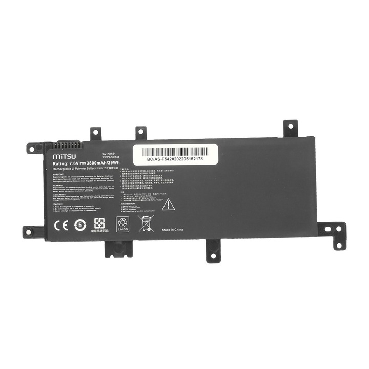 Baterie pentru Asus F542, Mitsu, 3800 mAh, 7.6 - 7.4 V, Negru