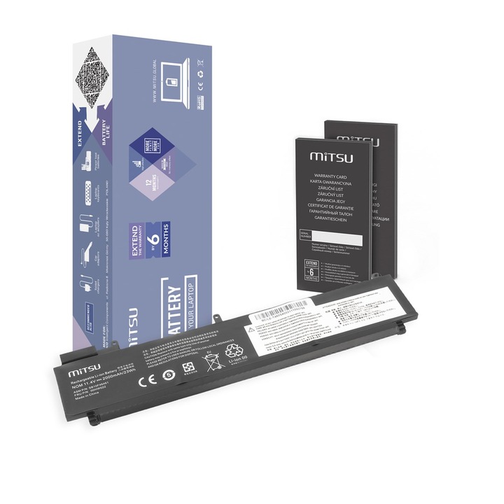 Батерия за Lenovo Thinkpad T460s/T470s, Mitsu, 2000 mAh, черна