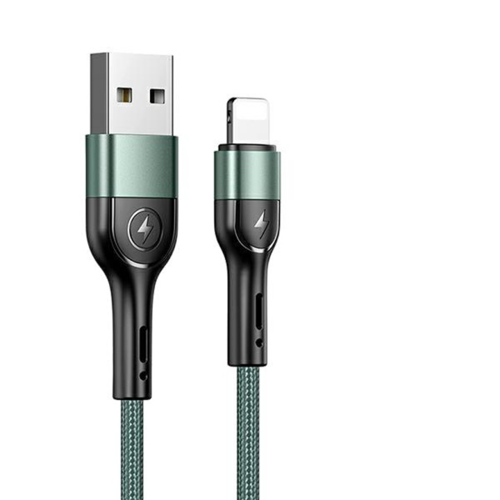 Cablu de date si incarcare, impletit, U55, Usams, Smart Chip, Aluminiu, 1 m, Verde