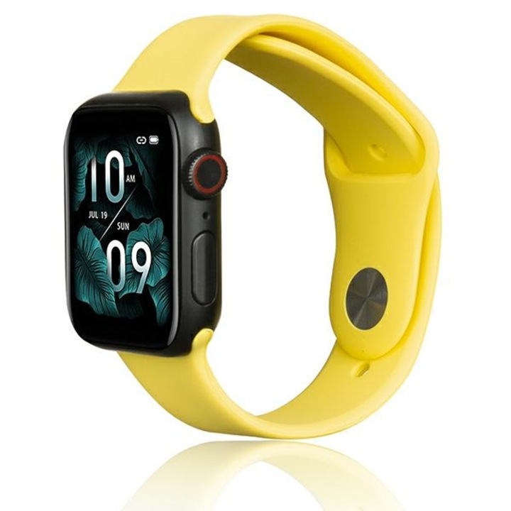 Szilikon szíj, Beline, Apple Watch-hoz, 42/44/45/49 mm, sárga, 23,5 cm