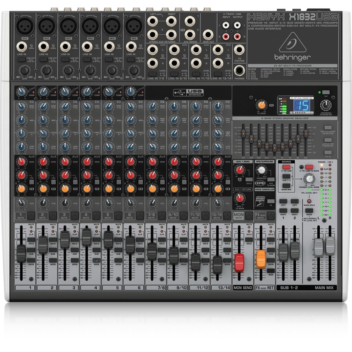 Mixer audio X1832USB, Behringer, Negru